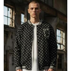 WeSC Warren Fish Head Varsity Baseball Snap Button Letterman Jacket - XXL